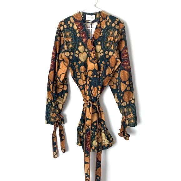 🆕 ALEXIS Umber Savanna Kalahari Cotton Tie Mini Dress Sz M - Picture 4 of 8